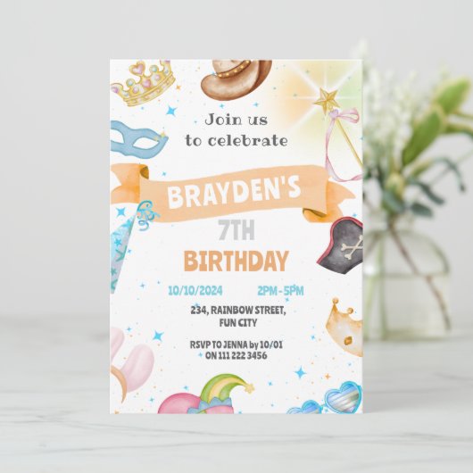 Kostuumfeest Kinder neutrale jurk tot verjaardag Kaart (Staand voorkant)