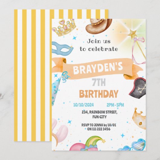 Kostuumfeest Kinder neutrale jurk tot verjaardag Kaart (Voorkant / Achterkant)