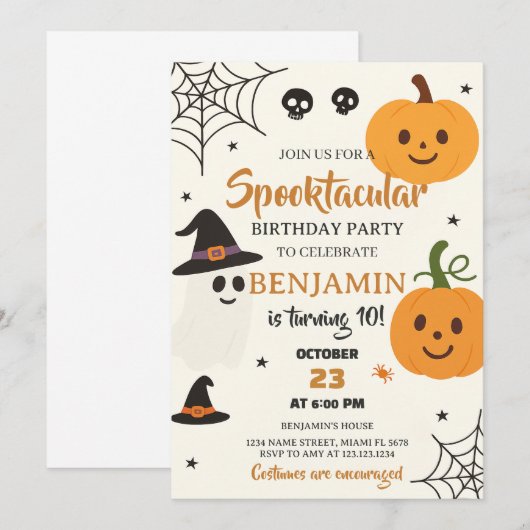 Kostuumfeest Trick-or-Treat Uitnodigen Kaart (Voorkant / Achterkant)