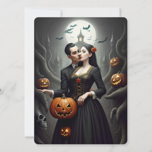 Kostuums & Cauldrons Halloweenfeest Kaart (Voorkant)