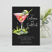 Kostuums & Cocktail Halloween Feest Kaart (Staand voorkant)