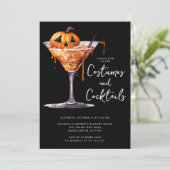Kostuums & Cocktail Halloween Feest Kaart (Staand voorkant)