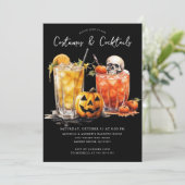 Kostuums & Cocktail Halloween Feest Kaart (Staand voorkant)