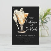 Kostuums & Cocktail Halloween Feest Kaart (Staand voorkant)