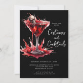 Kostuums & Cocktail Halloween Feestuitnodiging Kaart (Voorkant)