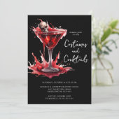 Kostuums & Cocktail Halloween Feestuitnodiging Kaart (Staand voorkant)