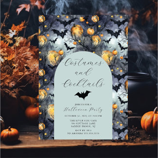 Kostuums & Cocktail Halloweenfeest Kaart