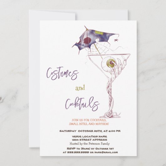 Kostuums & Cocktail Scary Halloween Kaart (Voorkant)