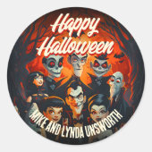 Kostuums Cocktails 50s Halloween Envelope Seal Ronde Sticker (Voorkant)