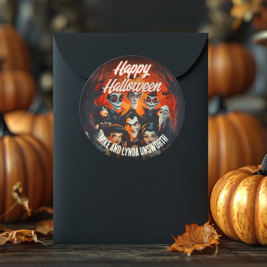 Kostuums Cocktails 50s Halloween Envelope Seal Ronde Sticker