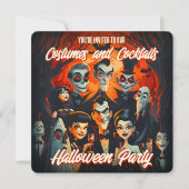 Kostuums Cocktails 50s stijl Halloween uitnodiging (Voorkant)