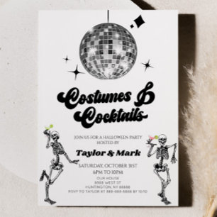 Kostuums Cocktails Disco Skelet Halloween Party Kaart