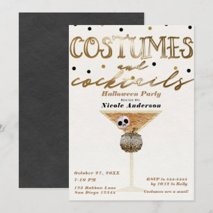 Kostuums & Cocktails Elegante Chic Halloween Feest Kaart