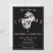 Kostuums & Cocktails Gothic Zwart & Wit Schedel Kaart (Voorkant)