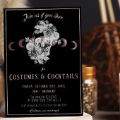 Kostuums & Cocktails Gothic Zwart & Wit Schedel Kaart