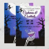 Kostuums & Cocktails Halloween Deel Uitnodiging  (Voorkant / Achterkant)