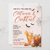 Kostuums & Cocktails Halloween Feestuitnodiging Kaart (Voorkant)