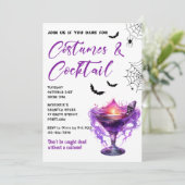 Kostuums & Cocktails Halloween Feestuitnodiging Kaart (Staand voorkant)