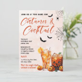 Kostuums & Cocktails Halloween Feestuitnodiging Kaart (Staand voorkant)