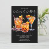 Kostuums & Cocktails Halloween Feestuitnodiging Kaart (Staand voorkant)