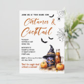 Kostuums & Cocktails Halloween Feestuitnodiging Kaart (Staand voorkant)