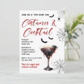 Kostuums & Cocktails Halloween Feestuitnodiging Kaart (Staand voorkant)