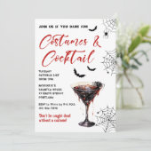 Kostuums & Cocktails Halloween Feestuitnodiging Kaart (Staand voorkant)