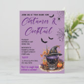 Kostuums & Cocktails Halloween Feestuitnodiging Kaart (Staand voorkant)