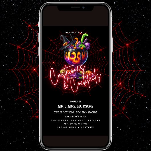 Kostuums & Cocktails Halloween Feestuitnodiging Kaart