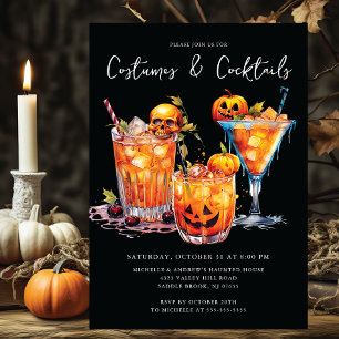 Kostuums & Cocktails Halloween Feestuitnodiging Kaart