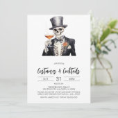 Kostuums & Cocktails Halloween Feestuitnodiging Kaart (Staand voorkant)