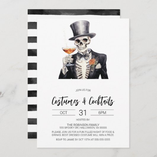 Kostuums & Cocktails Halloween Feestuitnodiging Kaart (Voorkant / Achterkant)