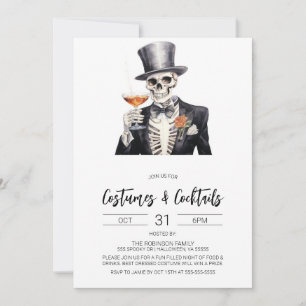Kostuums & Cocktails Halloween Feestuitnodiging Kaart