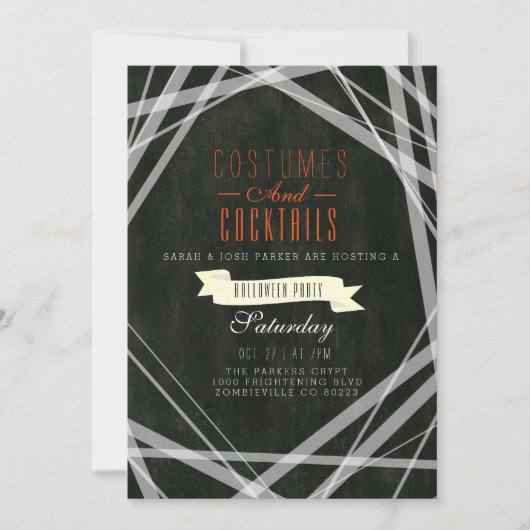 Kostuums & Cocktails | Halloween Party Invite Kaart (Voorkant)
