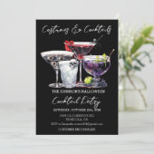 Kostuums & Cocktails Halloween Party Waterverf In Kaart (Staand voorkant)