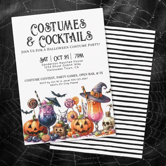 Kostuums & Cocktails Halloweenfeest Kaart