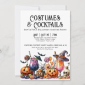 Kostuums & Cocktails Halloweenfeest Kaart (Voorkant)