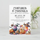 Kostuums & Cocktails Halloweenfeest Kaart (Staand voorkant)