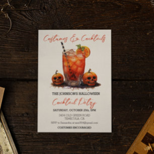 Kostuums & Cocktails Halloweenfeest Watercolor Kaart