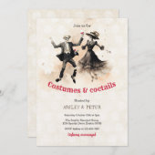 Kostuums & Cocktails Skeleton Halloween Kaart (Voorkant / Achterkant)