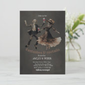 Kostuums & Cocktails  Skeleton Halloween Kaart (Staand voorkant)