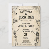 Kostuums & cocktails skeletten Halloween Kaart (Voorkant)