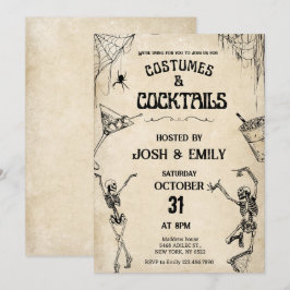 Kostuums & cocktails skeletten Halloween Kaart