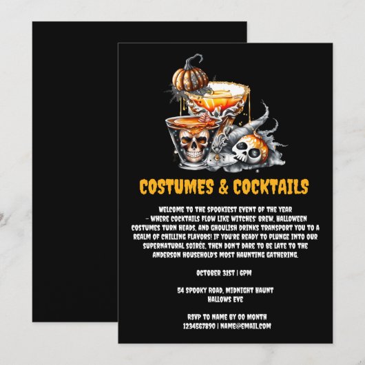 Kostuums Cocktails spooky schedel drinken pompoen Kaart (Voorkant / Achterkant)