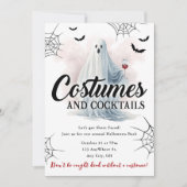 Kostuums en Cocktail Halloween Feestuitnodiging Kaart (Voorkant)