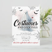 Kostuums en Cocktail Halloween Feestuitnodiging Kaart (Staand voorkant)