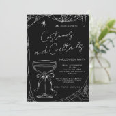 Kostuums en cocktails Black Adult Halloween Party Kaart (Staand voorkant)