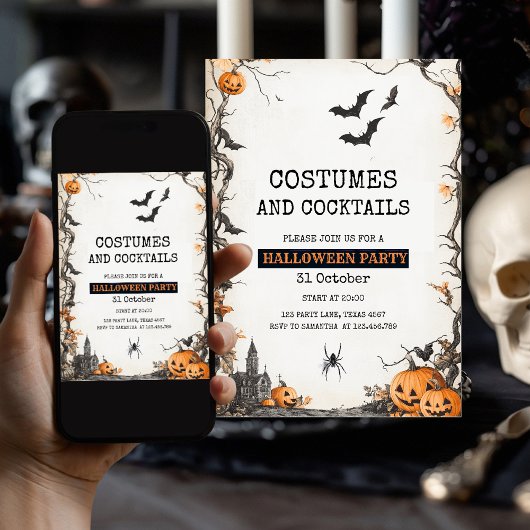 Kostuums en Cocktails Griezeldagfeest Feestdagenkaart