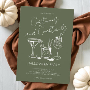 Kostuums en Cocktails Groen Volwassenen Halloween Kaart