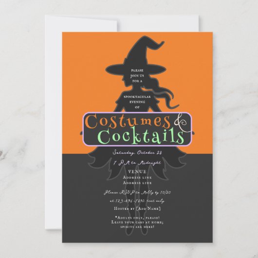 Kostuums en cocktails Halloween Drink heksen op Kaart (Voorkant)